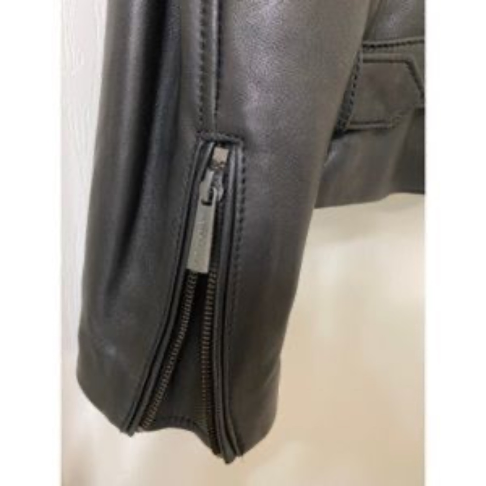 Michael Kors Black Leather Moto Jacket Medium - Picture 6 of 16